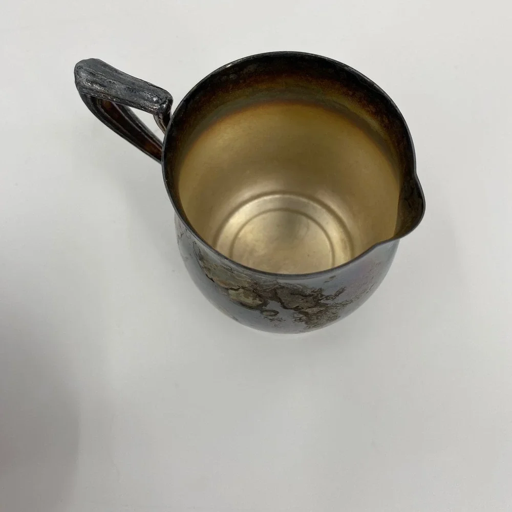 Vintage Silver Plated Creamer and Sugar Set with Rainbow‎ Tarnish Patina